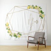 Zitronenfrüchte Gold Heilige Kommunion Hintergrund Wandteppich (Beispiel (Horizontal))