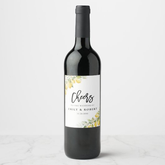 Zitronenfrüchte-Hochzeitwein Weinetikett (Vorderseite)