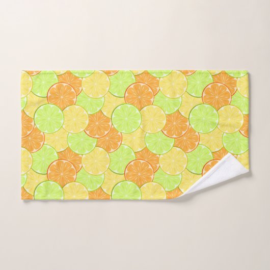 Zitronenfrüchte Orangenfrucht Limonen Fruchtstücke Badhandtuch Set (Handtuch)