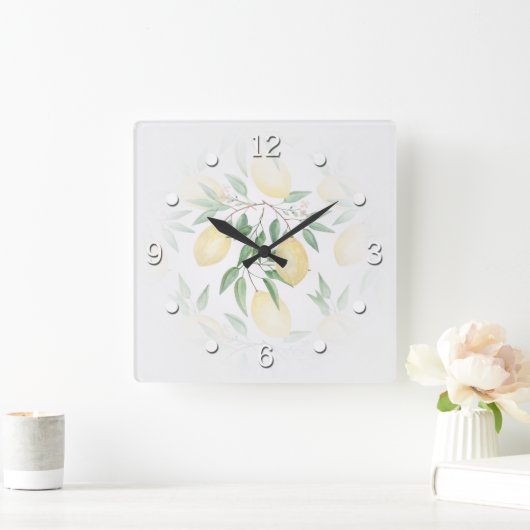 Zitronenfrüchte Quadratische Wanduhr (Zuhause)