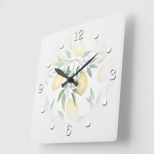 Zitronenfrüchte Quadratische Wanduhr (Winkel)