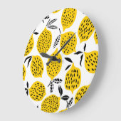 Zitronenfrüchte: Vintages, nahtloses Design. Große Wanduhr (Winkel)