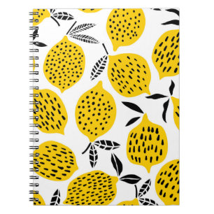 Zitronenfrüchte: Vintages, nahtloses Design. Notizblock