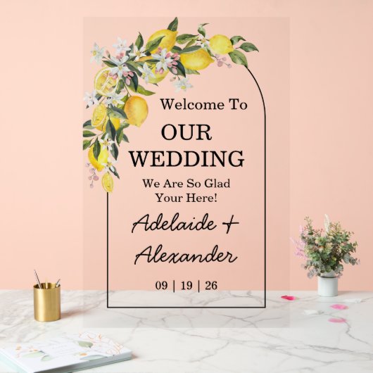 Zitronenfrüchte-Zitrusfrüchte Acrylschild (Hochzeit)