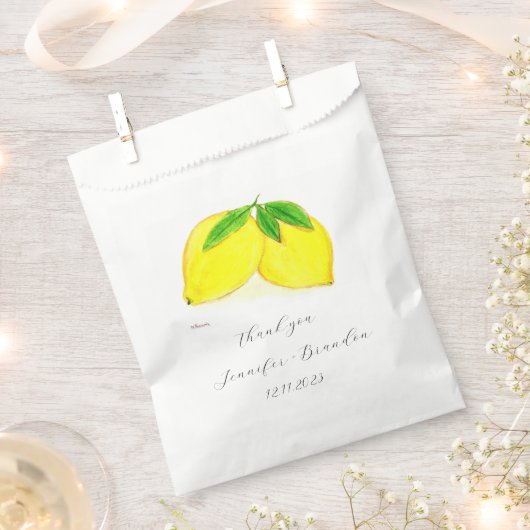 Zitronenfrüchte Zitrusfrüchte Hochzeit Wasserfarbe Geschenktütchen (Ausgeschnitten)