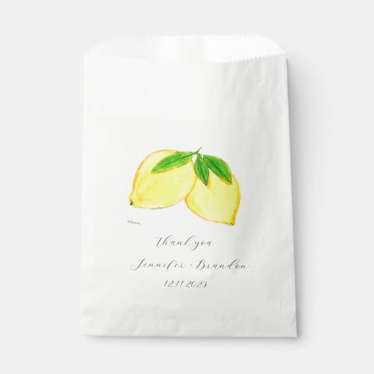 Zitronenfrüchte Zitrusfrüchte Hochzeit Wasserfarbe Geschenktütchen (Vorderseite)