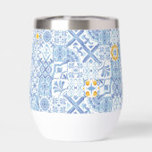 Zitronenfruchtmonogramm, blaue Kachel (Rückseite)