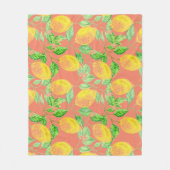 Zitronenfruchtmuster gelb und pfirsichrosa fleecedecke (Vorderseite)
