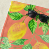 Zitronenfruchtmuster gelb und pfirsichrosa strandtuch