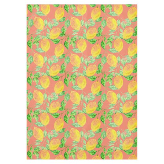 Zitronenfruchtmuster gelb und pfirsichrosa tischdecke (Vorderseite)