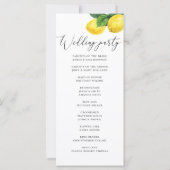 Zitronengarten-Hochzeitsprogramm | Zitruszeremonie (Rückseite)