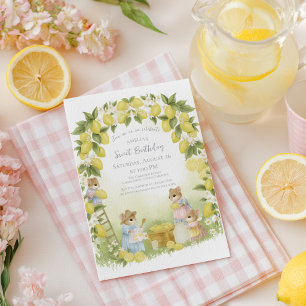 Zitronengarten mit Mäusen Geburtstag Einladung