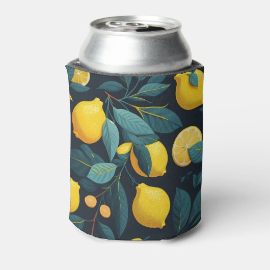 Zitronengarten-Muster. Gelbe tropische Zitrusfrüch Dosenkühler (Kanne Rückseite)