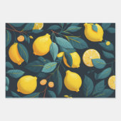 Zitronengarten-Muster. Gelbe tropische Zitrusfrüch Geschenkpapier Set (Vorderseite 3)