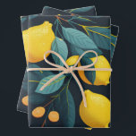 Zitronengarten-Muster. Gelbe tropische Zitrusfrüch Geschenkpapier Set<br><div class="desc">Gelbes Zitronenzitrusmuster,  das Papierblätter umhüllt.</div>
