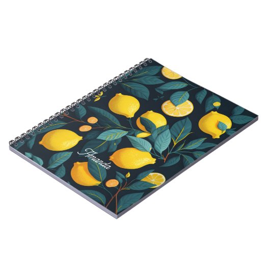 Zitronengarten-Muster. Gelbe tropische Zitrusfrüch Notizblock (Linke Seite)