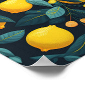 Zitronengarten-Muster. Gelbe tropische Zitrusfrüch Poster (Ecke)