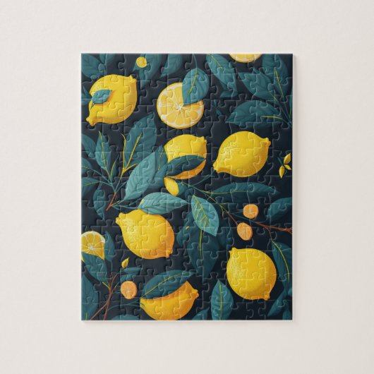 Zitronengarten-Muster. Gelbe tropische Zitrusfrüch Puzzle (Vertikal)