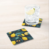 Zitronengarten-Muster. Gelbe tropische Zitrusfrüch Rechteckiger Pappuntersetzer (Vor Ort)