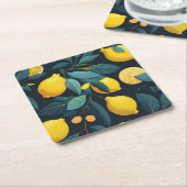 Zitronengarten-Muster. Gelbe tropische Zitrusfrüch Rechteckiger Pappuntersetzer (angewinkelt)