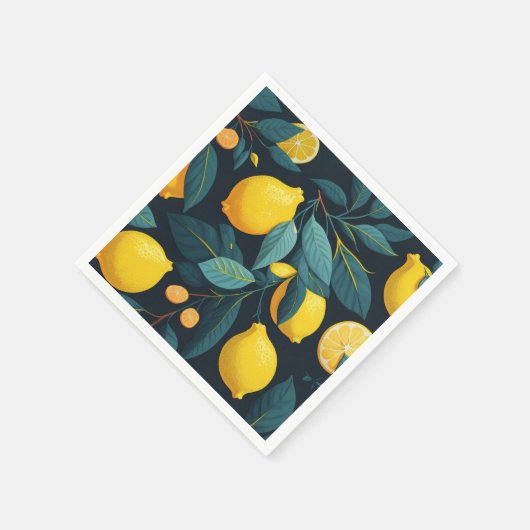 Zitronengarten-Muster. Gelbe tropische Zitrusfrüch Serviette (Ecke)