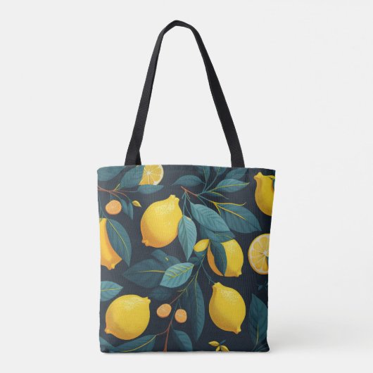 Zitronengarten-Muster. Gelbe tropische Zitrusfrüch Tasche (Rückseite)