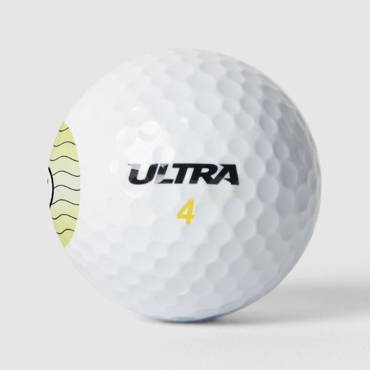 Zitronengelb Fancy Initial Schwarzer Text Golfball (Logo)