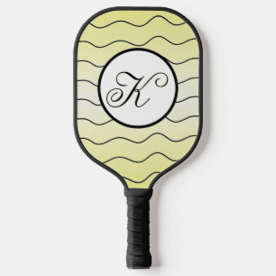 Zitronengelb Name Anfangs Schwarze Kalligrafie Tex Pickleball Schläger