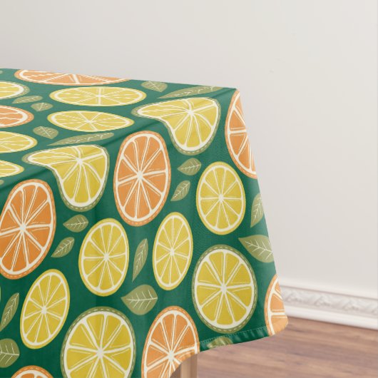 Zitronengelb orange Muster grün Tischdecke (Beispiel)