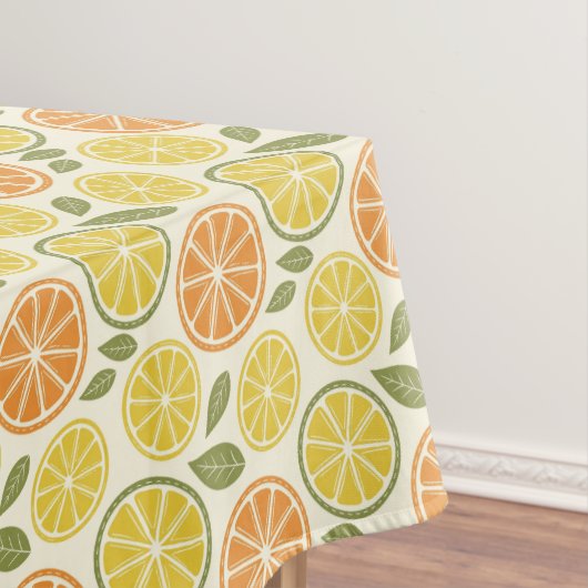 Zitronengelb orange Muster weiß Tischdecke (Beispiel)