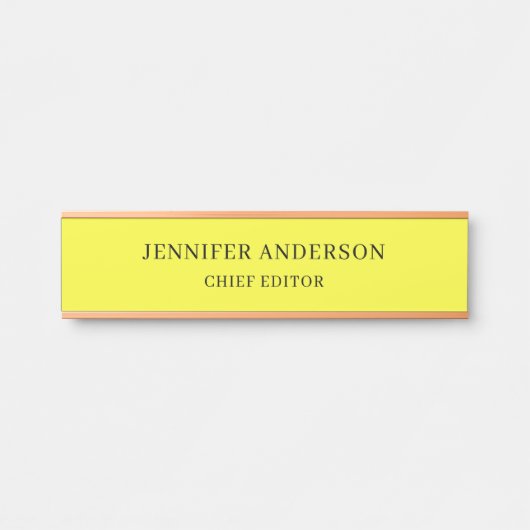 Zitronengelb Professionell Modern Schlicht Minimal Türschild (Vorderseite )