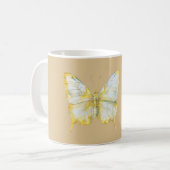Zitronengelb Weiße Schmetterlingsträume Kaffeetasse (Vorderseite Links)