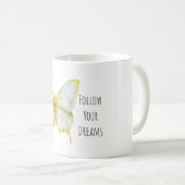 Zitronengelb Weiße Schmetterlingsträume Kaffeetasse (VorderseiteRechts)