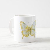 Zitronengelb Weiße Schmetterlingsträume Kaffeetasse (Vorderseite Links)