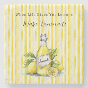 Zitronengelb Weiße Streifen Limonade Steinuntersetzer