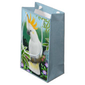Zitronengelbe Cockatoo-Papageien-Geschenk-Tasche Kleine Geschenktüte (Rückseite Schrägansicht)