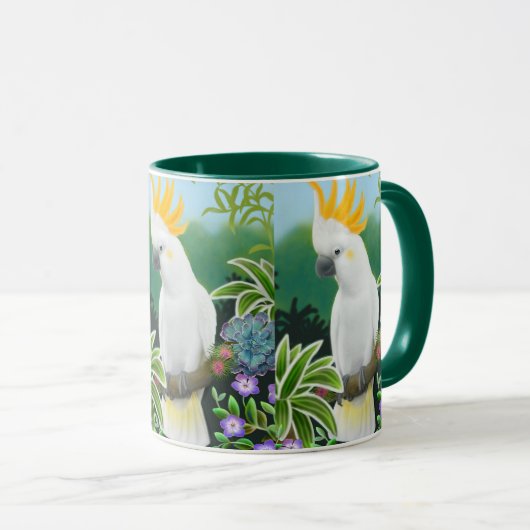 Zitronengelbe Cockatoo-Tasse Tasse (VorderseiteRechts)