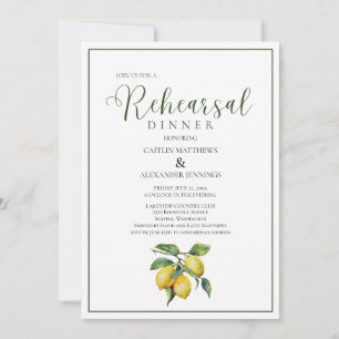 Zitronengelbe Florale Hochzeitsprobe-Dinner Einladung