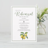 Zitronengelbe Florale Hochzeitsprobe-Dinner Einladung (Stehend Vorderseite)