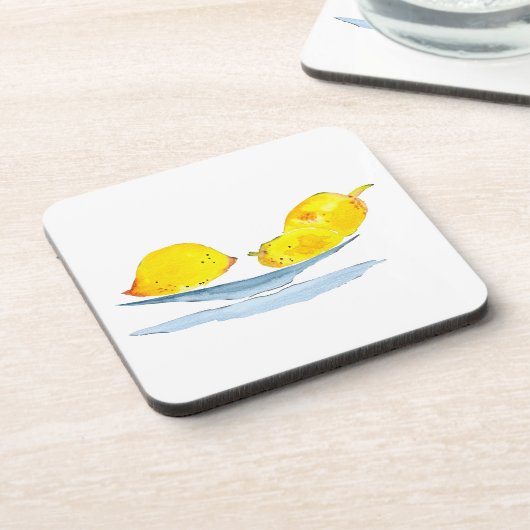 Zitronengelbe Fruchtfarbe Getränkeuntersetzer (Linke Seite)