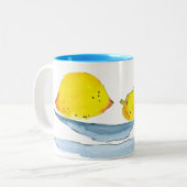 Zitronengelbe Fruchtfarbe Zweifarbige Tasse (Vorderseite Links)
