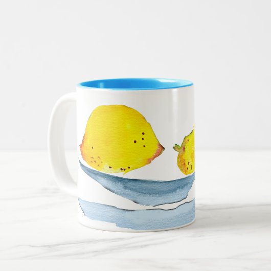 Zitronengelbe Fruchtfarbe Zweifarbige Tasse (Vorderseite Links)