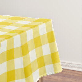 Zitronengelbe Gingham-Muster-Karo-Tischdecke Tischdecke