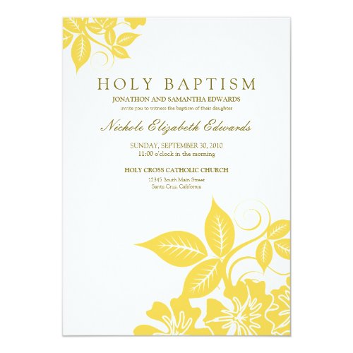 Zitronengelbe Heilige Taufe Mit Blumeneinladung Einladung Meine Einladungskarten De