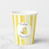 Zitronengelbe Macarons Streifen Brautdusche Pappbecher (Vorderseite)