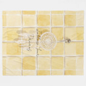 Zitronengelbe Quadrate Creme Traumfänger Fleecedecke (Vorderseite (Horizontal))