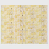 Zitronengelbe Quadrate Creme Traumfänger Geburtsta Geschenkpapier (Flach)
