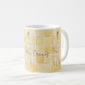 Zitronengelbe Quadrate Creme Traumfänger Kaffeetasse (VorderseiteRechts)