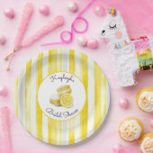 Zitronengelbe Streifen Macarons Brautparty Pappteller (Party)