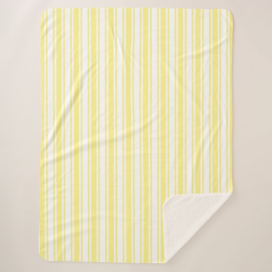 Zitronengelbe und weiße Süßigkeitsstreifen Sherpadecke (Vorderseite)